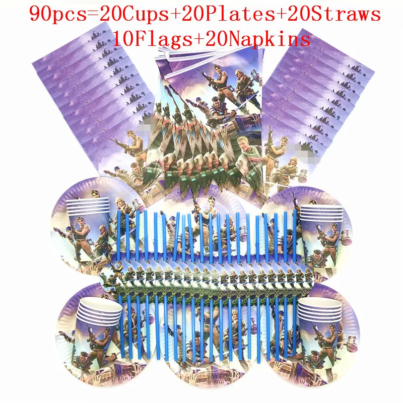 BeiPanXiQiZhi-90PCS 60/90/100 шт Многоцветный замок игра есть курица Baby Shower День рождения украшения набор баннер соломинки чашки таблички поставки - Цвет: BeiPanXiQiZhi-90PCS
