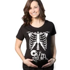 Костюм Скелета в рубчик для беременных, футболка на Хэллоуин, Забавная детская футболка с рентгенографическим рисунком, Женская Футболка для беременных и мам
