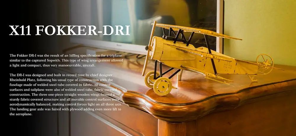 DIY ремесло, Деревянный Строительный набор, строительные игрушки, рождественский подарок, 1:18 Fokker DRI статические модели X11