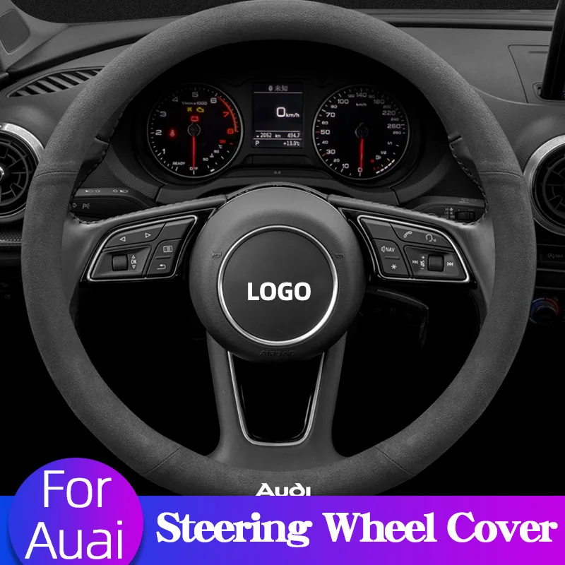 

For Audi A4 A6 A8 Q5 Q7 Leather Steering Wheel Cover Four Seasons Absorb Sweat Moisture Auto Interior Breathabilit Accessories