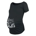 4 # футболки с принтом для женщин Одежда для беременных Одежда с принтом Футболка с круглым воротником женские футболки с коротким рукавом Топ для беременных женщин