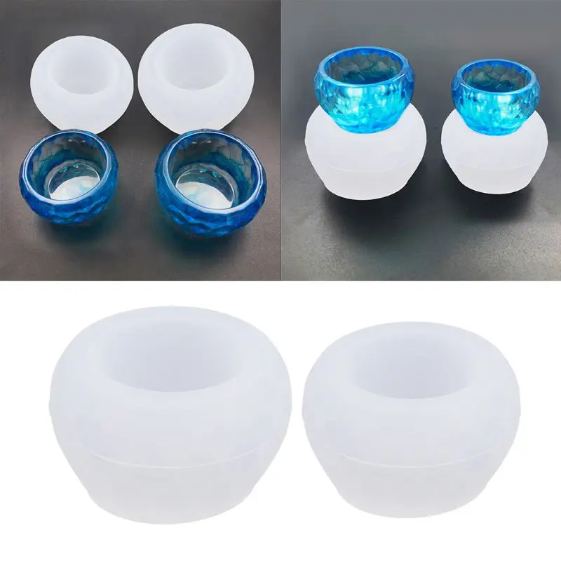 

2 Pcs/set UV Resin Crystal Epoxy Bowl Cup Mold DIY Crafts Handmade Jewelry Making Silicone Mould Making Tool