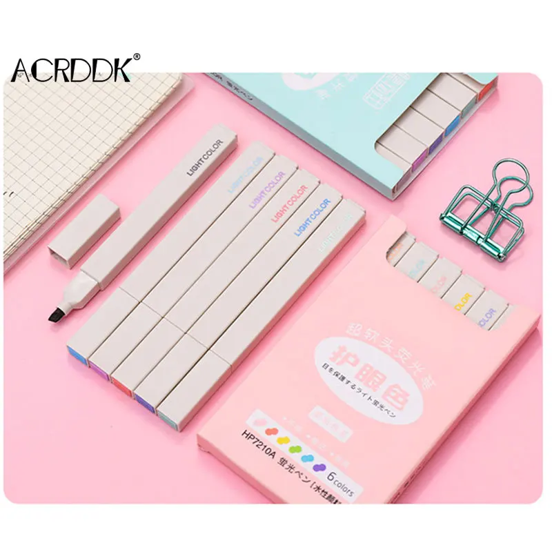 

6 Pcs Ultra-Soft Art Marker Highlighter Pen Set Thick Tip for Student Home Office Fluorescent Pen FL