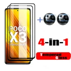 Закаленное стекло 4 в 1 для Xiaomi Poco X3 Pro Nfc, 3x3