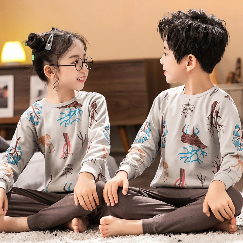 Пижамные комплекты для маленьких девочек домашняя одежда мальчиков сна детская 4