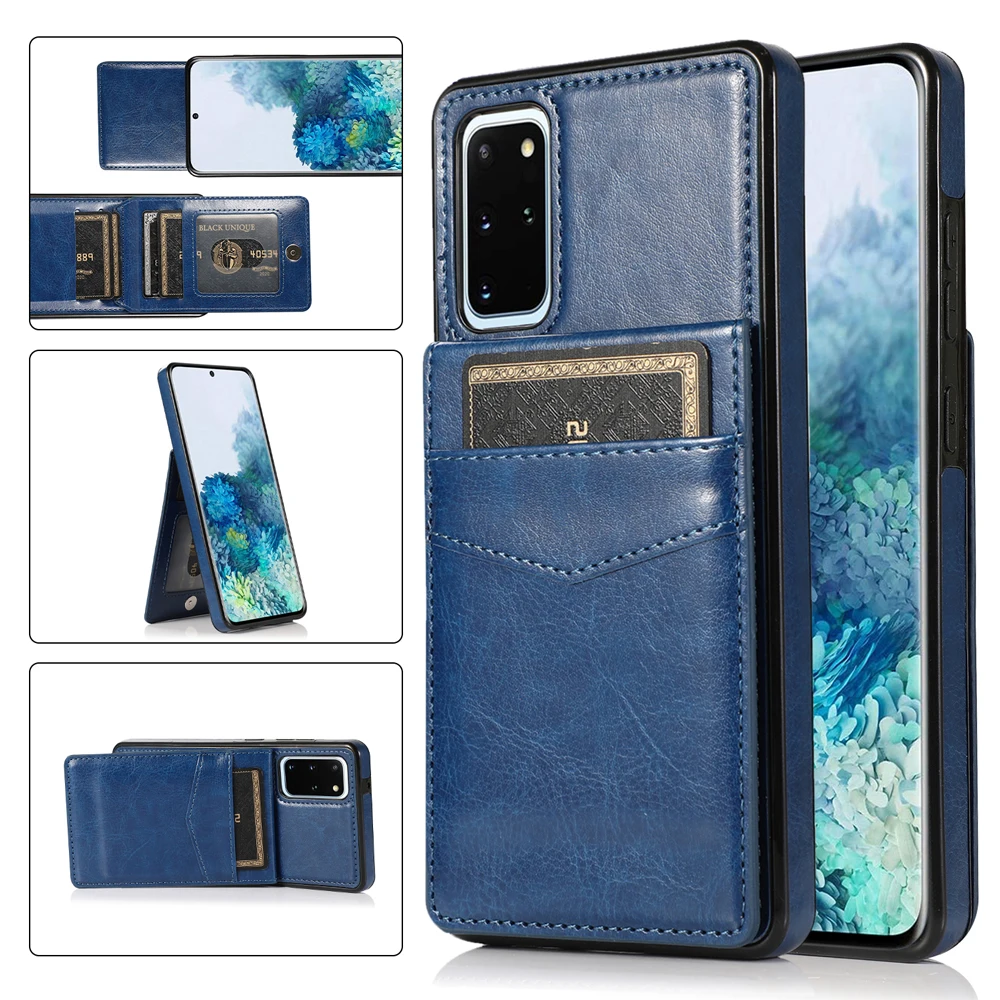 Leather Case For Samsung Galaxy S20 S21 S22 S23 Ultra Note 10 Plus Vertical Holder Phone Cover Shockproof Case Wallet Card Bag