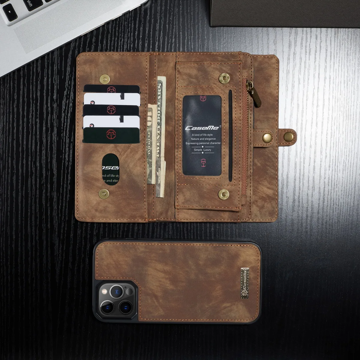 Роскошный флип чехол Caseme из натуральной кожи для IPhone 11 12 Pro 11Pro X XS Max XR 7 8 Plus