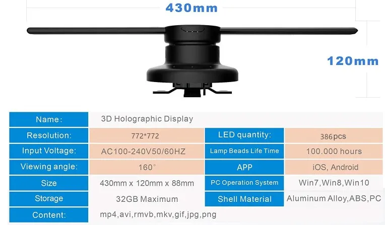 AUSIDA 43 см для ухода за ребенком для мам 3D WI-FI голограмма светодиодный вентилятор рекламная Дисплей светодиодный вентилятор голографический светодиодный проектор логотипа, holograma olograma светодиодная вывеска