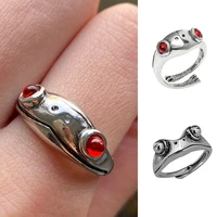 hmes retro frog ring punk man woman adjustable stainless steel ring fashion simple red hip hop ring gift