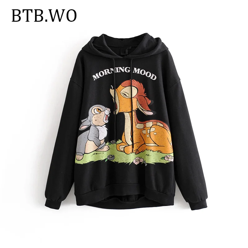 BTB. WO Женская толстовка с мультяшным принтом, женская повседневная куртка, толстовка для бега, свободные модные толстовки для женщин, s пуловер, куртка - Цвет: 1