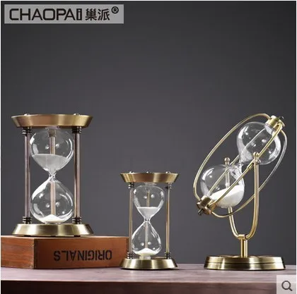 

Customzied 17cm Height Brand New High Quality Elegant Hourglass Decoration Metal Sandglass for Club Hotel or Gift