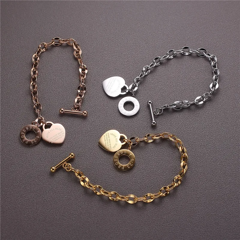 

Men Women Bracelet High Quality Steel Titanium Simple New Fashion Jewelry O Chain Love Bible Proverbs Men Women Bracelets