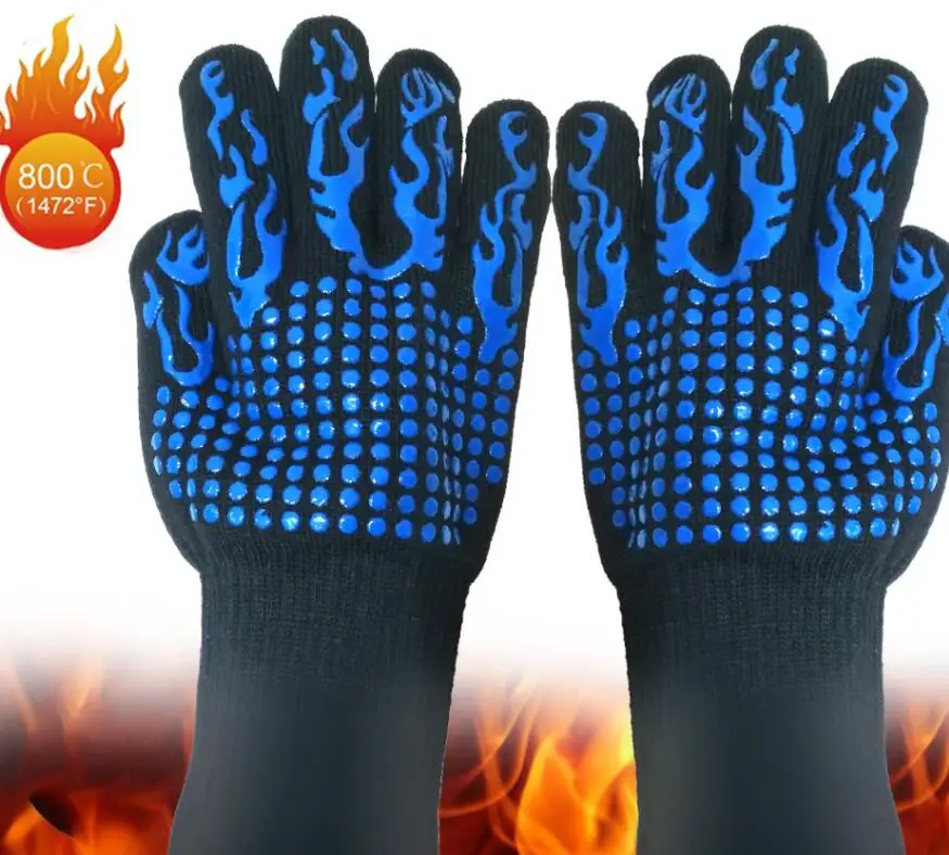 5 Pair Blue Gloves 1 пара перчаток для барбекю, термостойкие силиконовые перчатки 1472 °F, перчатки для духовки, для барбекю, для приготовления пищи, для выпечки, камины, сковороды - Цвет: 5 Pair Blue Gloves