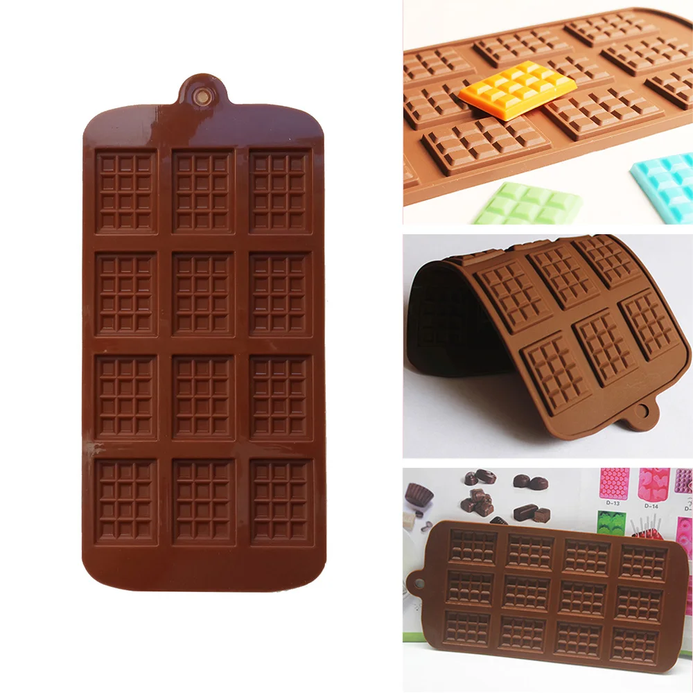 

12 Chocolate Moulds Silicone Mini Chocolate Block Bar Mould Mold Ice Tray Cake Decorating Baking Tool DIY Molds Kitchen Tool