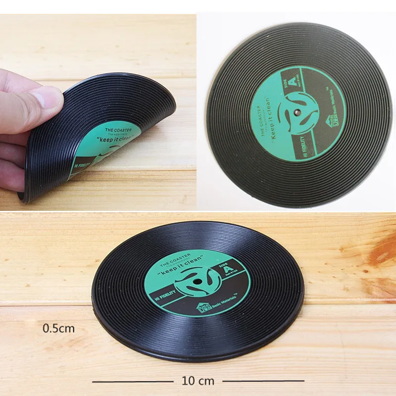 Силиконовые подставки для чашек ретро виниловых CD записей настольные напитков