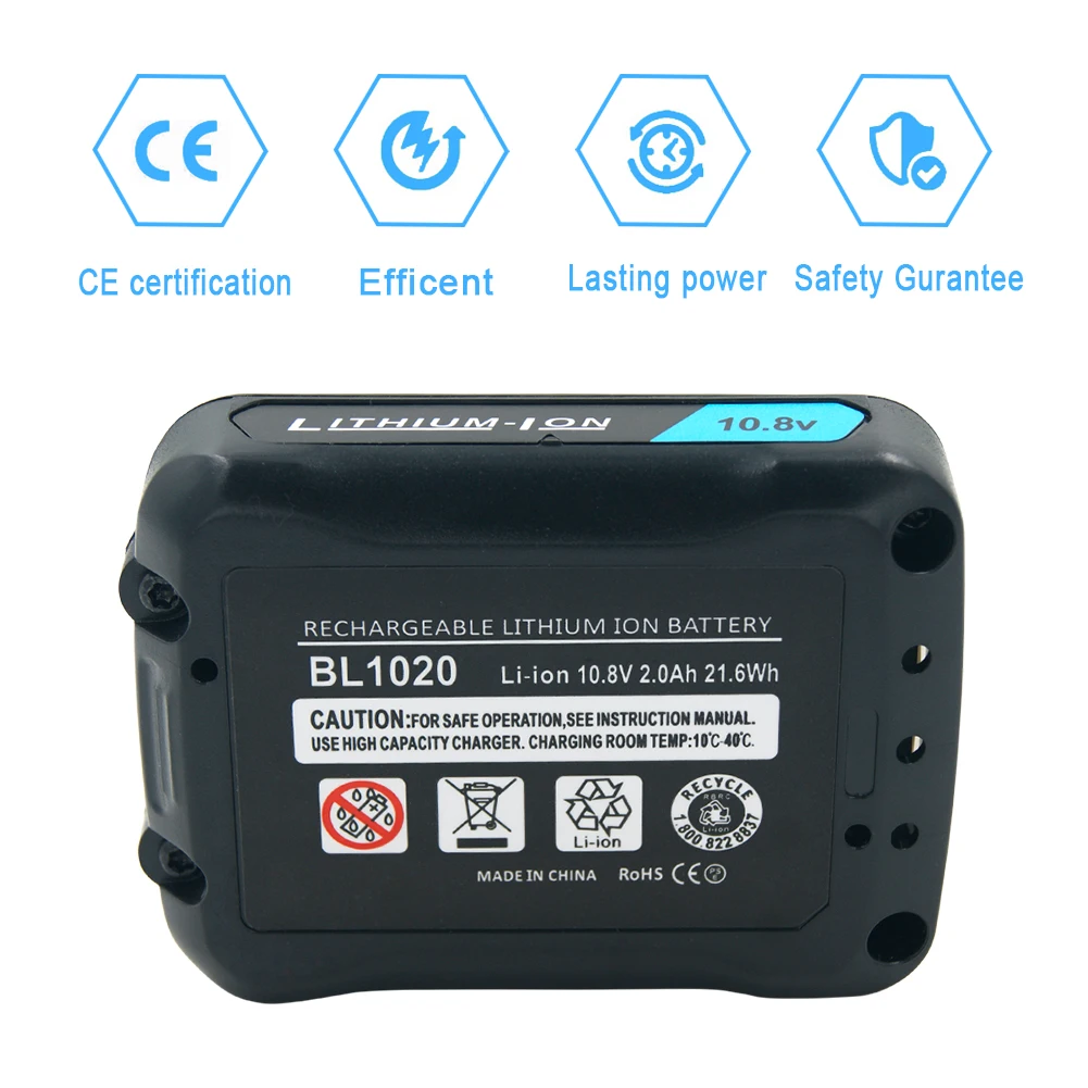 10.8V 12V 2.0Ah Li-ion Power Tool Replacement Rechargeable Battery for Makita BL1015 BL1020B BL1040B BL1041 BL1016 DF031D DF331D |