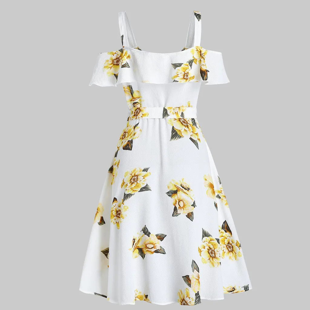 Женское модное платье с коротким рукавом и принтом подсолнуха женское