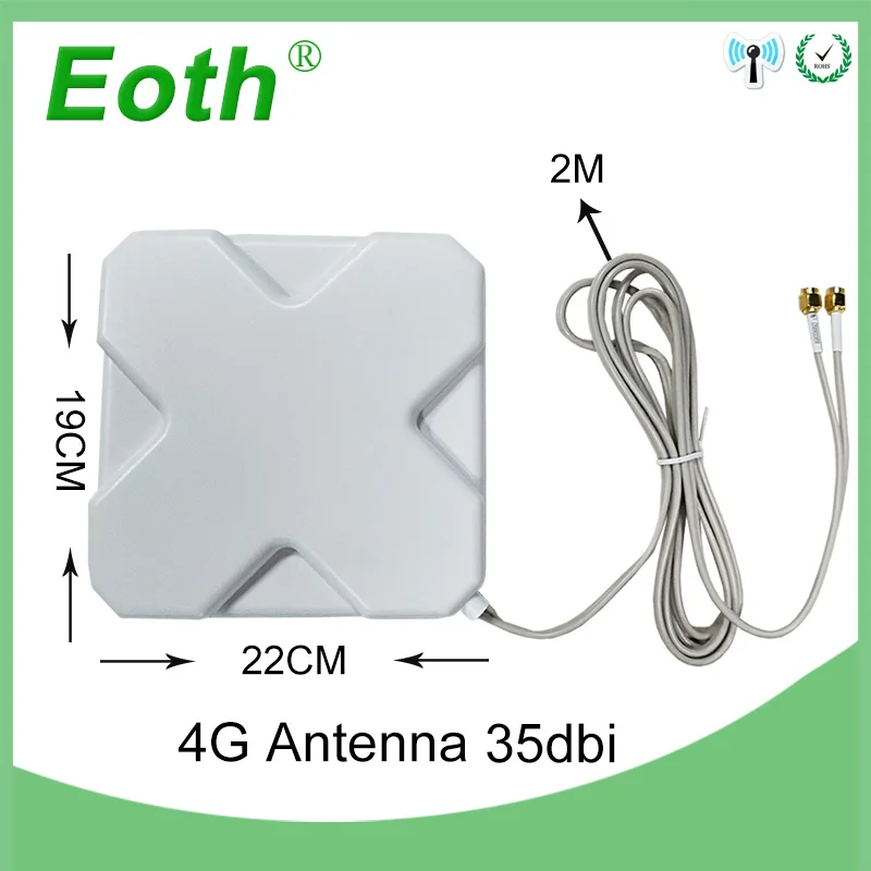 eoth 3g 4g lte antenna pbx sma male 2m cable 35dbi 2sma connector for 4g modem router adapter sma female to crc9 male connector free global shipping