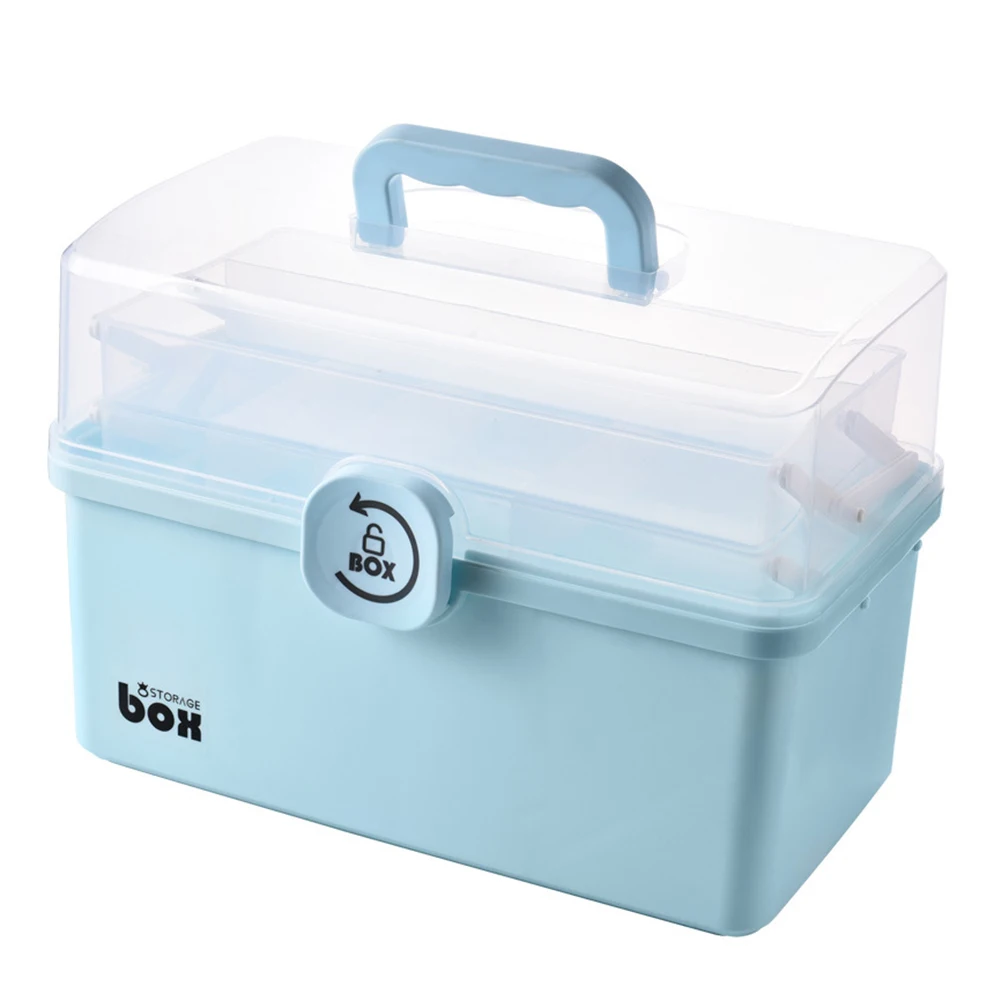 

3/2 Layer Portable First Aid Kit Storage Box Plastic Multi-Functional Family Emergency Kit Box with Handle HVR88