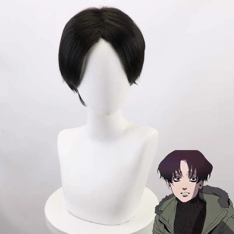 

Anime Cosplay Attack on Titan Levi Ackerman Cosplay Wig Centre Parting Short Hair Rivai Ackerman Role Play + Wig Cap