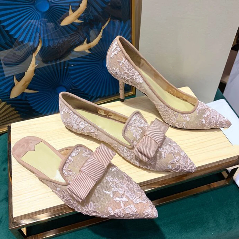 

Туфли женские с острым носком, кружевная обувь на плоской подошве, дышащие кожаные, модные брендовые, лето