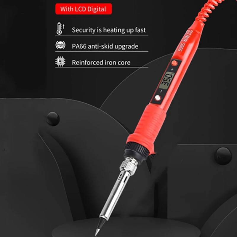 

220V 80W LCD Soldering Iron Set with Adjustable Temperature Soldering Tool with 15 Copper Soldering Tips,EU Plug