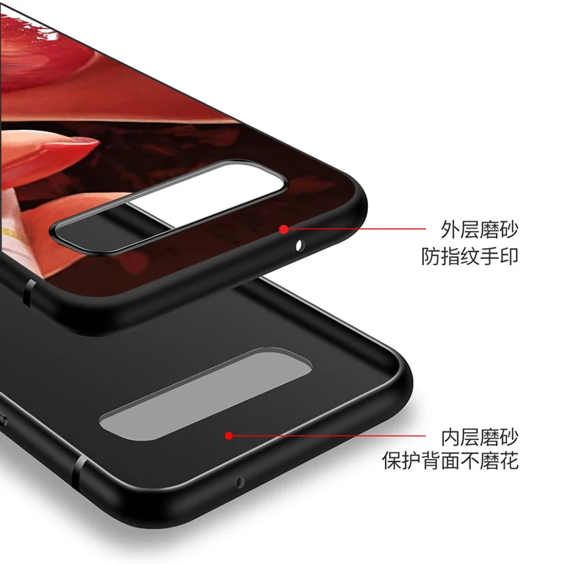 Black TPU Soft Cover Beauty Red Lips for Samsung Galaxy S20 Ultra S10 S10e FE 5G S9 S8 S7 S6 Edge Plus Lite Phone Case