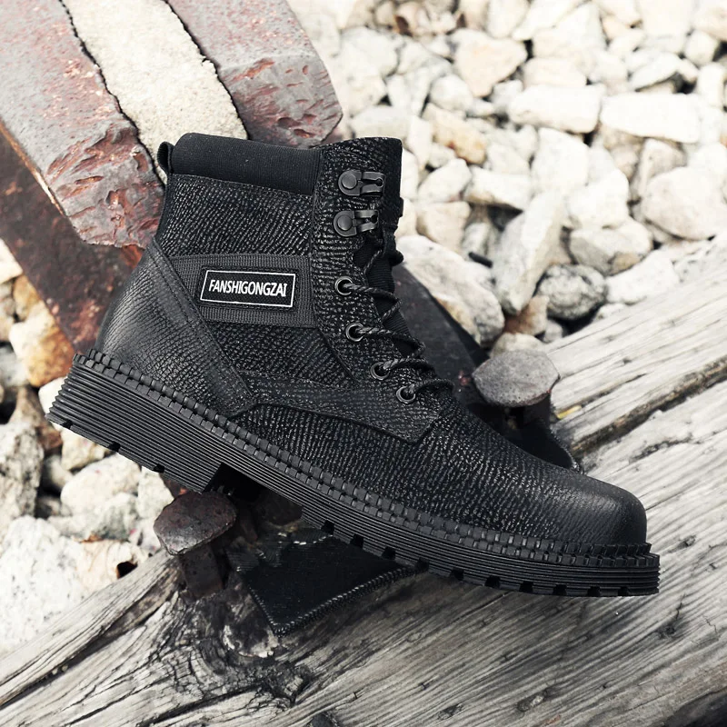 Ботинки мужские из натуральной кожи классические брендовые Теплые ботильоны в