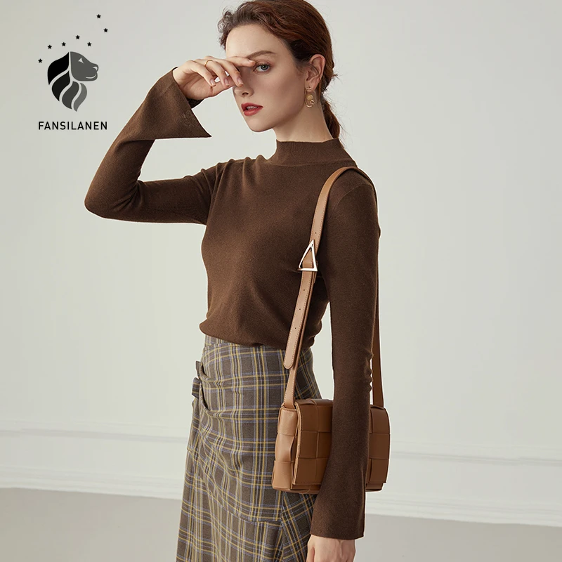 

Свитер женский трикотажный fansilеним, разноцветный пуловер с расклешенными рукавами, Осень-зима