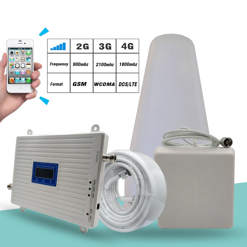 Новый трехдиапазонный усилитель сигнала 3G 4G GSM 900 + DCS/LTE 1800 диапазон 3 UMTS/WCDMA 2100 1)