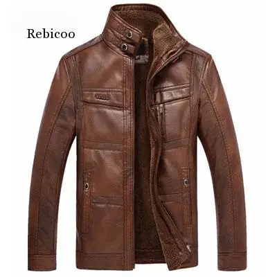 

Leather Jacket Men Coats 5Xl Brand High Quality Pu Outerwear Men Business Winter Faux Fur Male Jacket Fleece