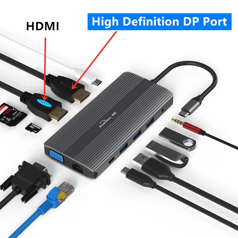 Blueendless Multi USB 3.0 HDMI DP адаптер для сплиттера 3 порта Тип C концентратор VAG 0 Для MacBook Pro