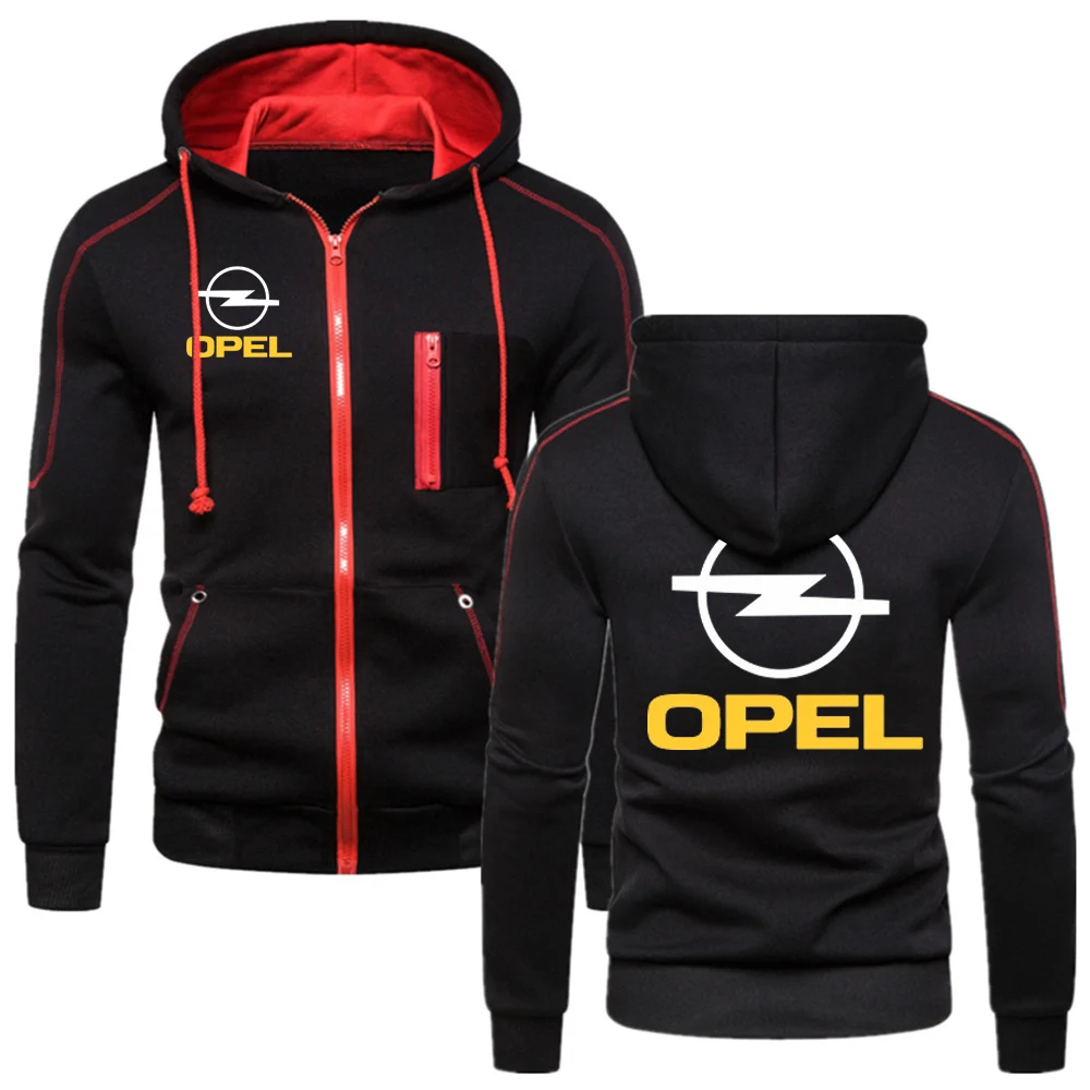 

2021New OPEL Male Comfortable Cotton Hoodie Fitness Sweatshirts Solid Fleece College Style Men Zipper Tops