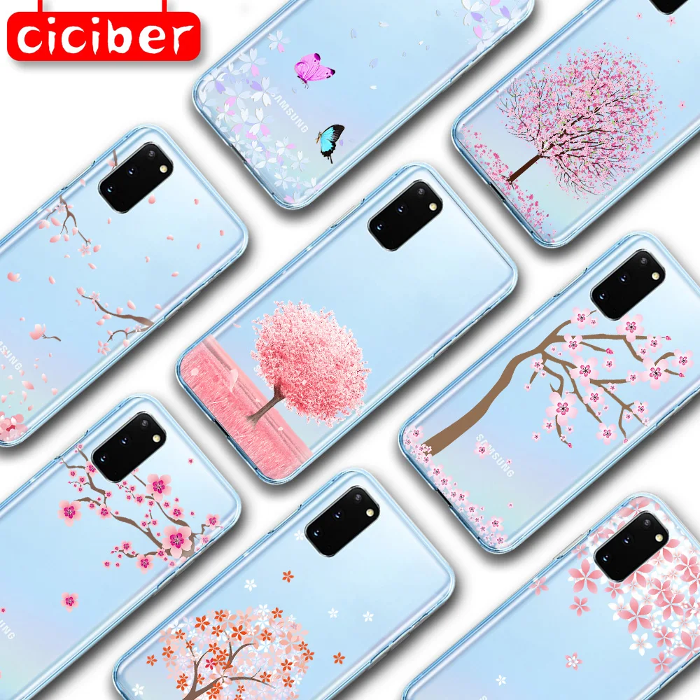 

Cherry Blossoms Case for Samsung S21 S10 S9 S8 S20 Plus Ultra A51 A50 A71 A70 A21S A02S A72 A52 NOTE 20 10 9 Plus Soft TPU Funda