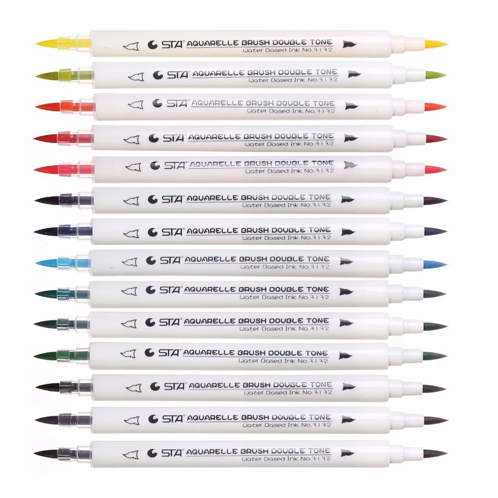 STA 14 шт./28 цветов s акварельные двойные кисти маркеры 28 Хамелеон искусство мягкие