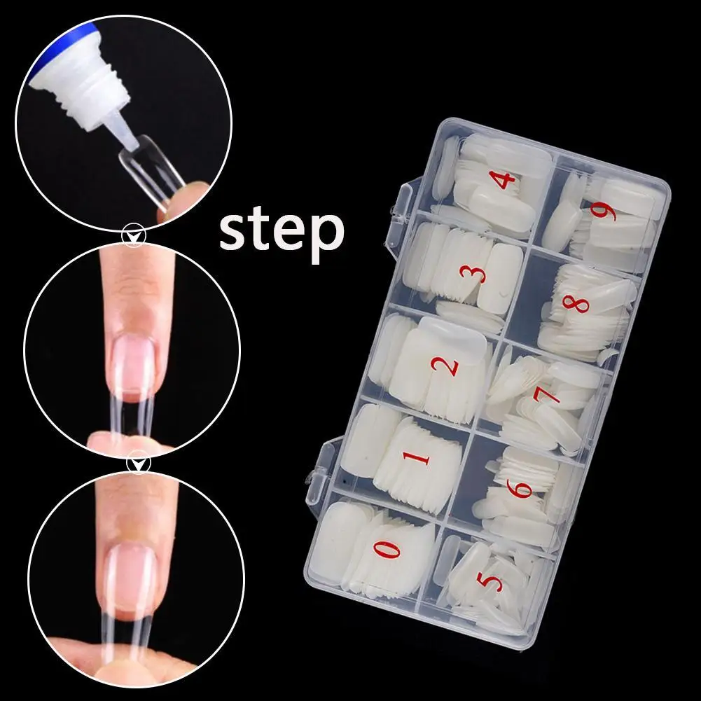 500 шт натуральные чистые белые французские накладные ногти веер быстрые