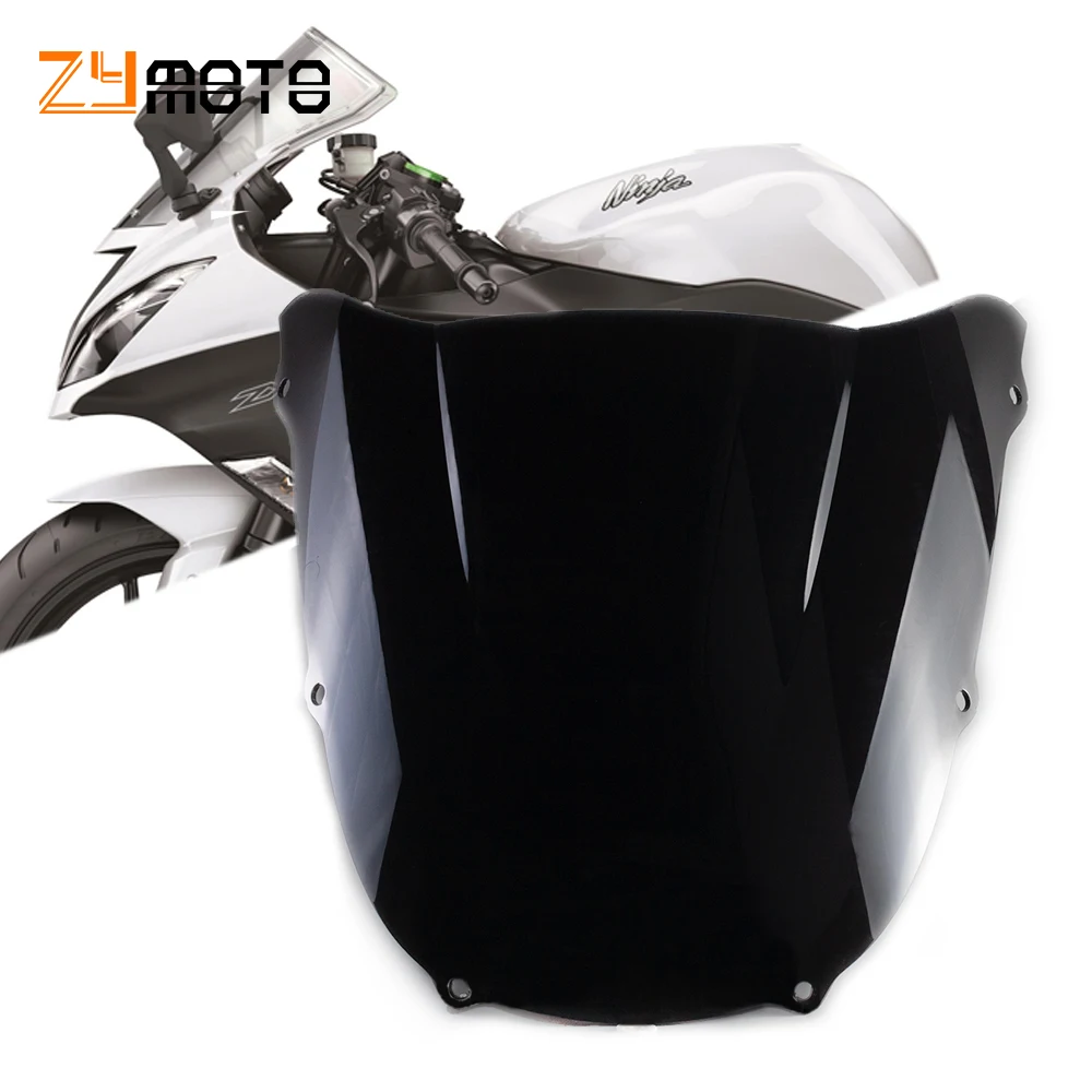 Double Bubble Windshield High Quality Windscreen Black Clear Screen For KAWASAKI ZX6R ZX636 1998 1999 ZX-6R ZX 636High Quality