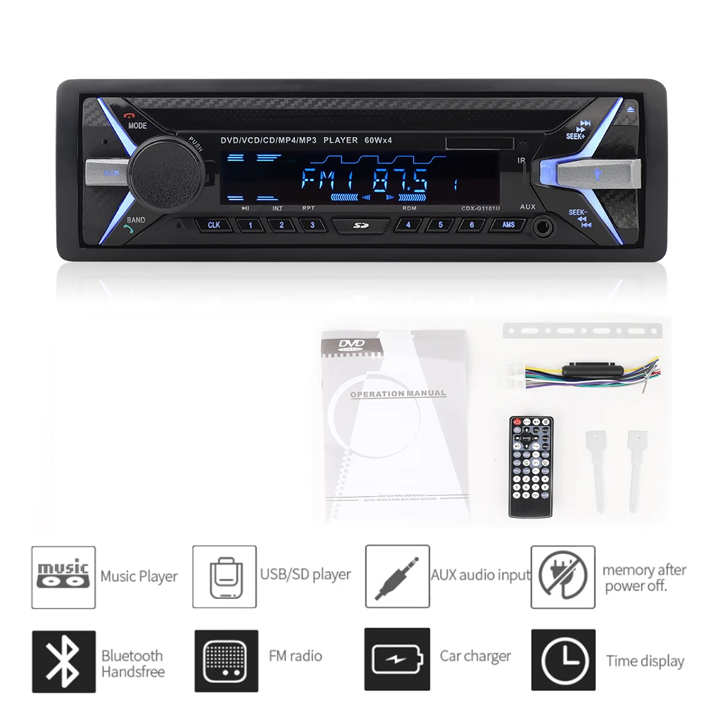 Приборная панель 4*60 Вт автомобильный DVD-радио Bluetooth FM CD приемник VCD MP3 MP4 SD USB один Din