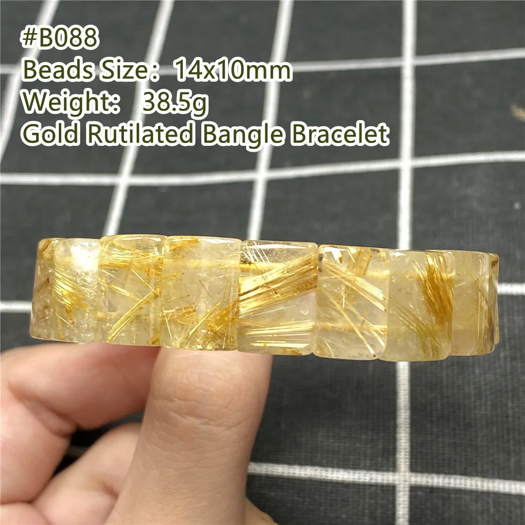 

Natural Gold Rutilated Quartz Bracelet For Woman Man 14x10mm Beads Healing Luck Gemstone Crystal Bangle Jewelry Strands AAAAA