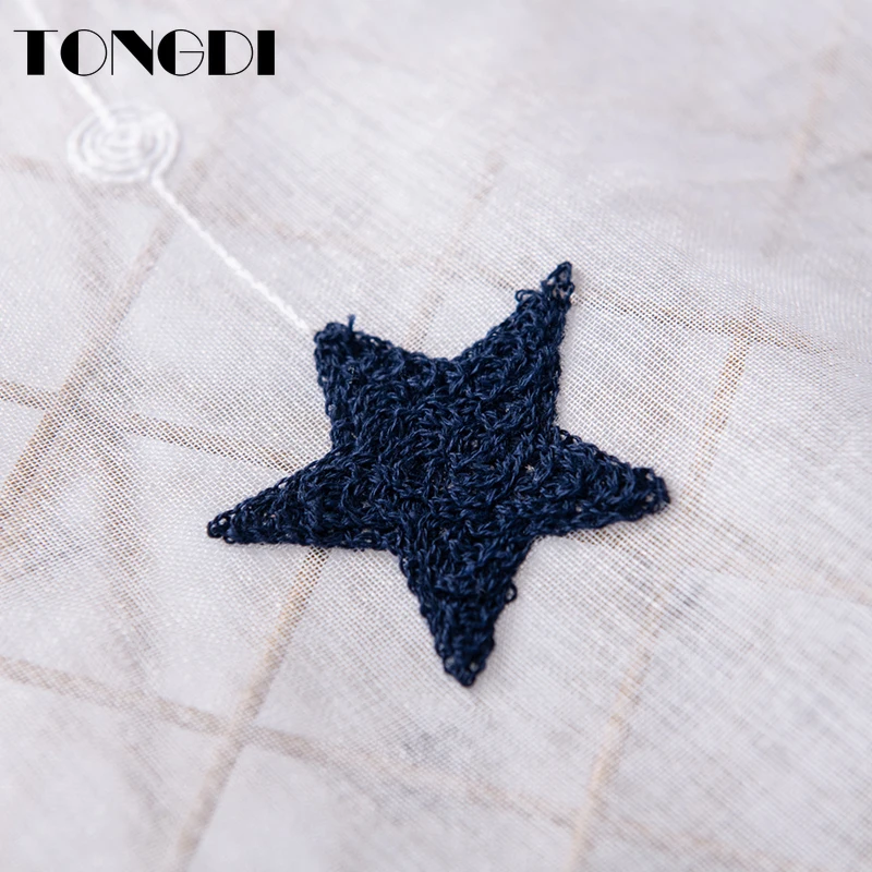 Белая Тюль TONGDI занавеска с вышивкой элегантные прозрачные украшения со Звездной