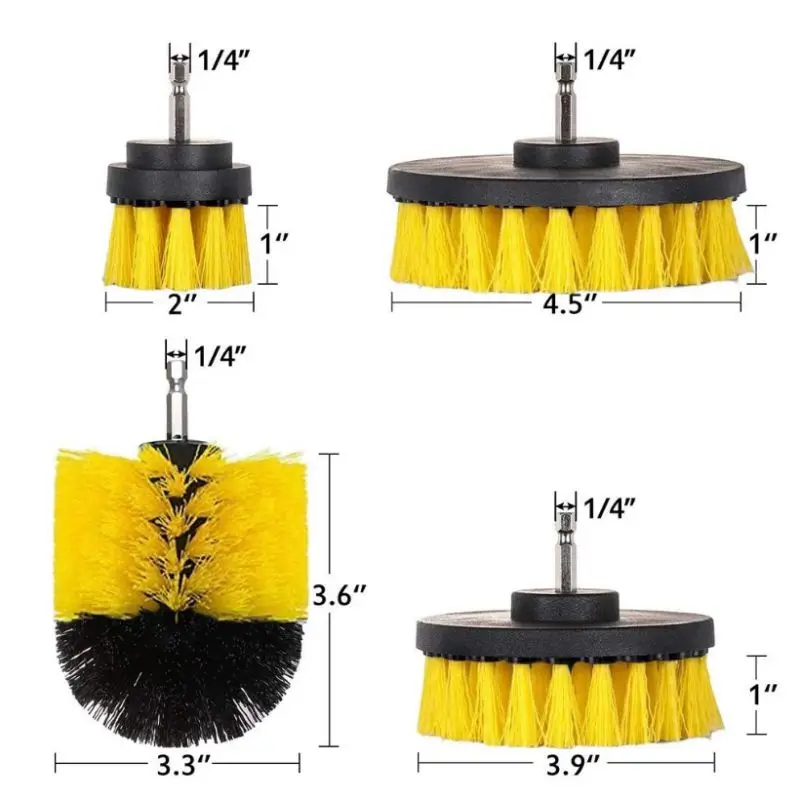 

4Pcs/Set Electric Scrubber Brush Drill Brush Kit Plastic Round Cleaning Brush For Carpet Glass Car Tires Nylon Brushes 2/3.5/4''