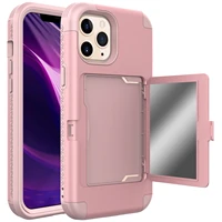 luxury make up mirror armor case for iphone 12 mini 12 pro max 11 pro se 2020 xs xr 8 7 6 plus wallet card slots holder cover