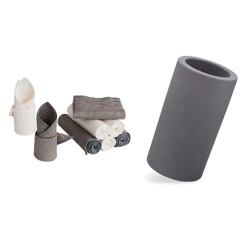 

Organic Diatomite Toothbrush Holder Grey With 8PCS Kitchen Dish Cloth