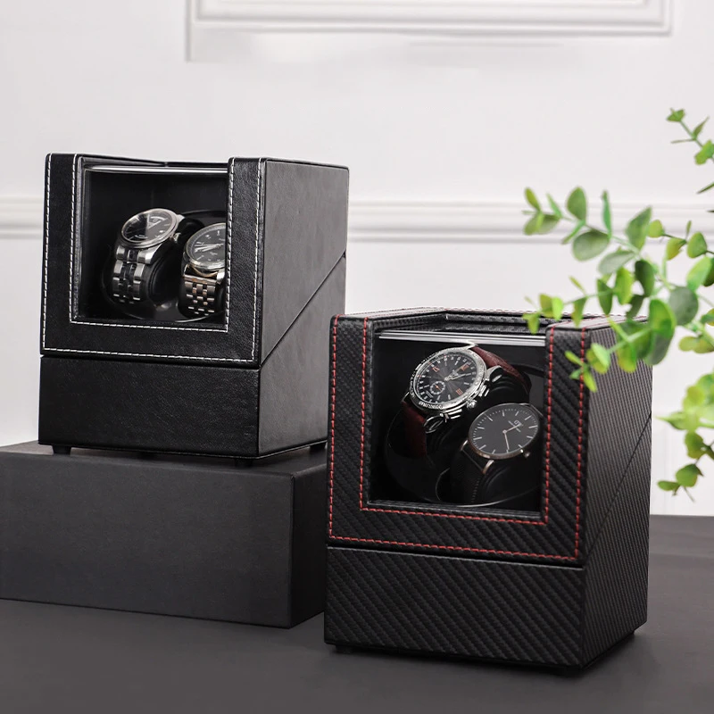 New PU Watch Winder Holder Display for Automatic Mechanical Watches Watch Box Double Watches Storing Box USB Charging 2+0