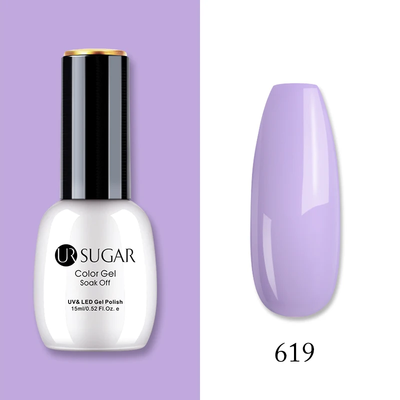 Ur Sugar, 15 мл, Цветной Гель-лак, гибридный лак для ногтей, для маникюра, УФ-светодиодный Полупостоянный гель для ногтей, впитывающий Гель-лак, базовое верхнее покрытие - Цвет: 619