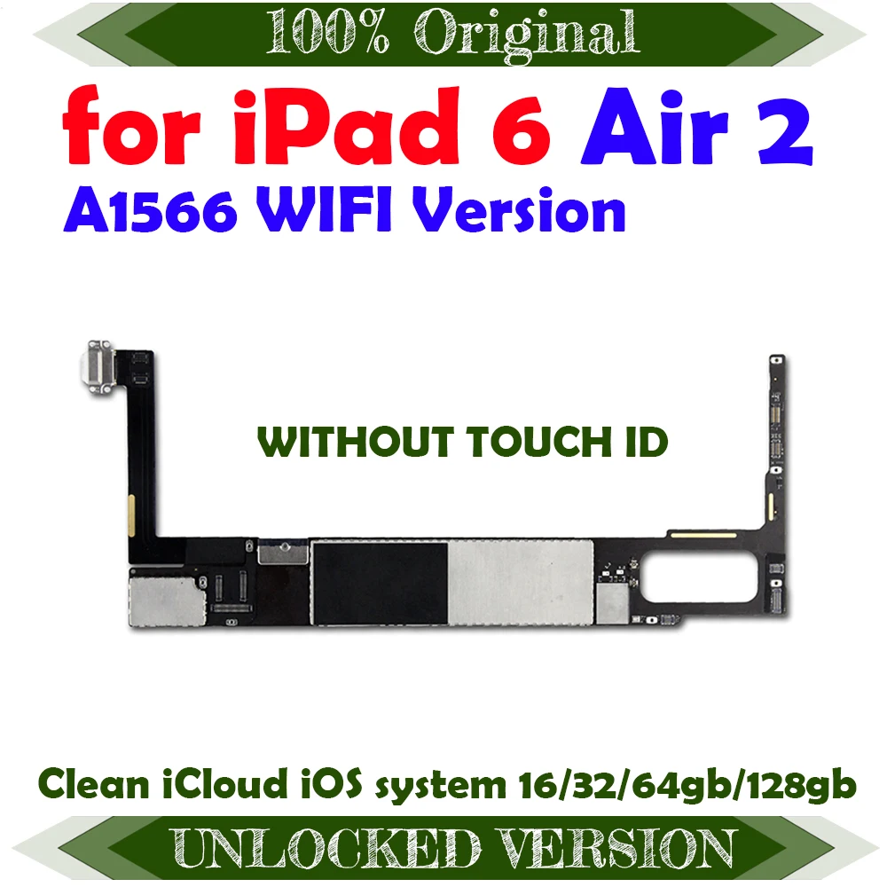 Clean iCloud Logic Board With Full Chips A1566 Wifi Version Mainboard For IPad 6 Air 2 16GB 32GB 64GB 128GB Motherboard | Мобильные