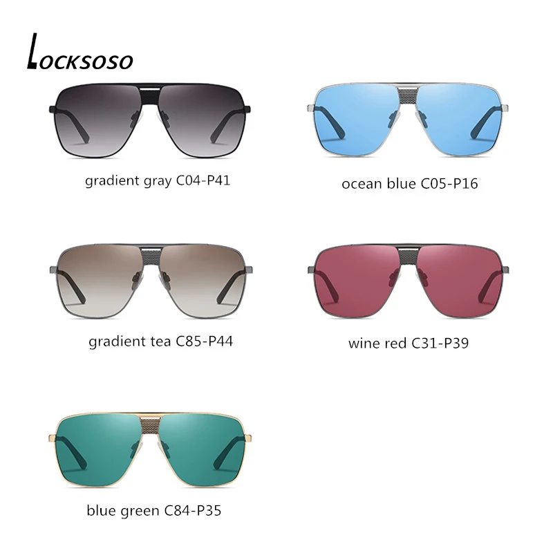 

LOCKSOSO Sunglasses Men Polarized Brand Designer Fashion Uv400 High Quality Driving Sun Glasses Shades For Men Gradient Gray
