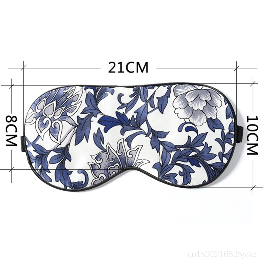 Супергладкая маска для глаз из шелка тутового шелкопряда сине-белая китайская