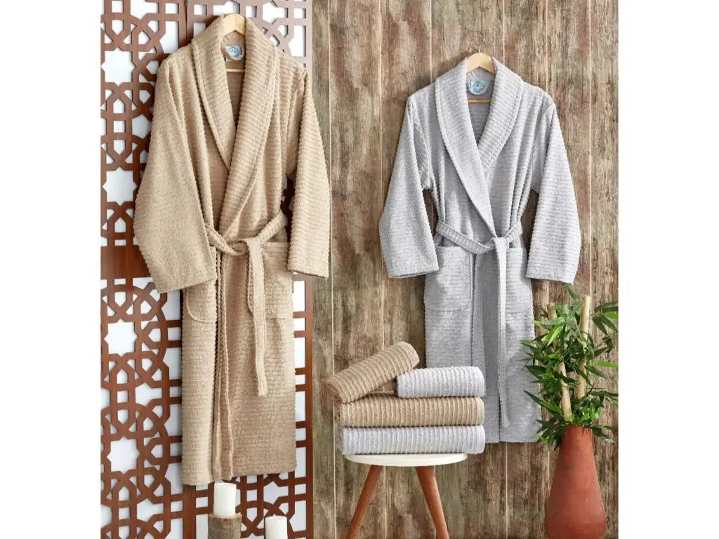 

Sila Lux Family Bathrobe Set Beige Gray