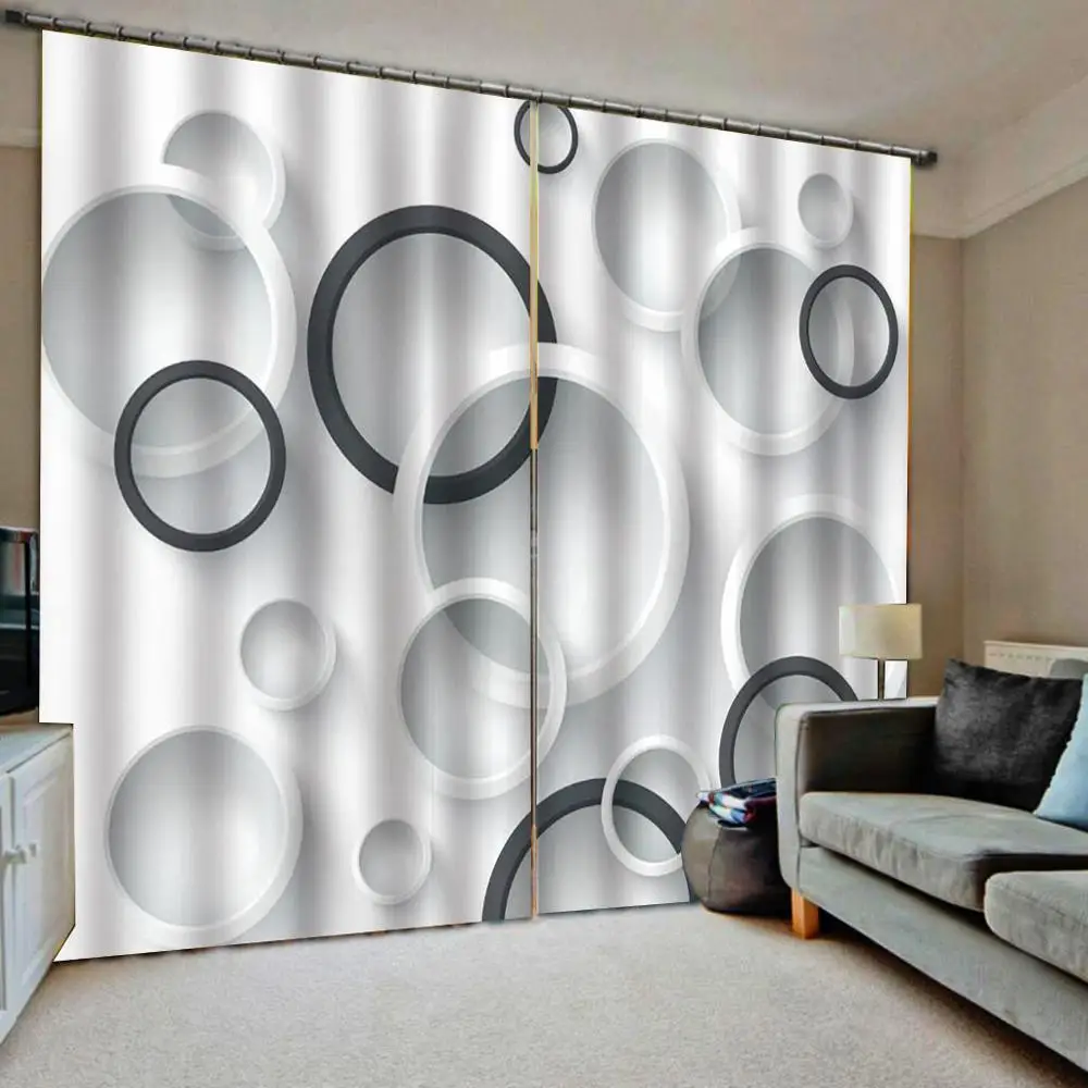 

Luxury Blackout 3D Window Curtains For Living Room Bedroom 3d circle stereoscopic curtains